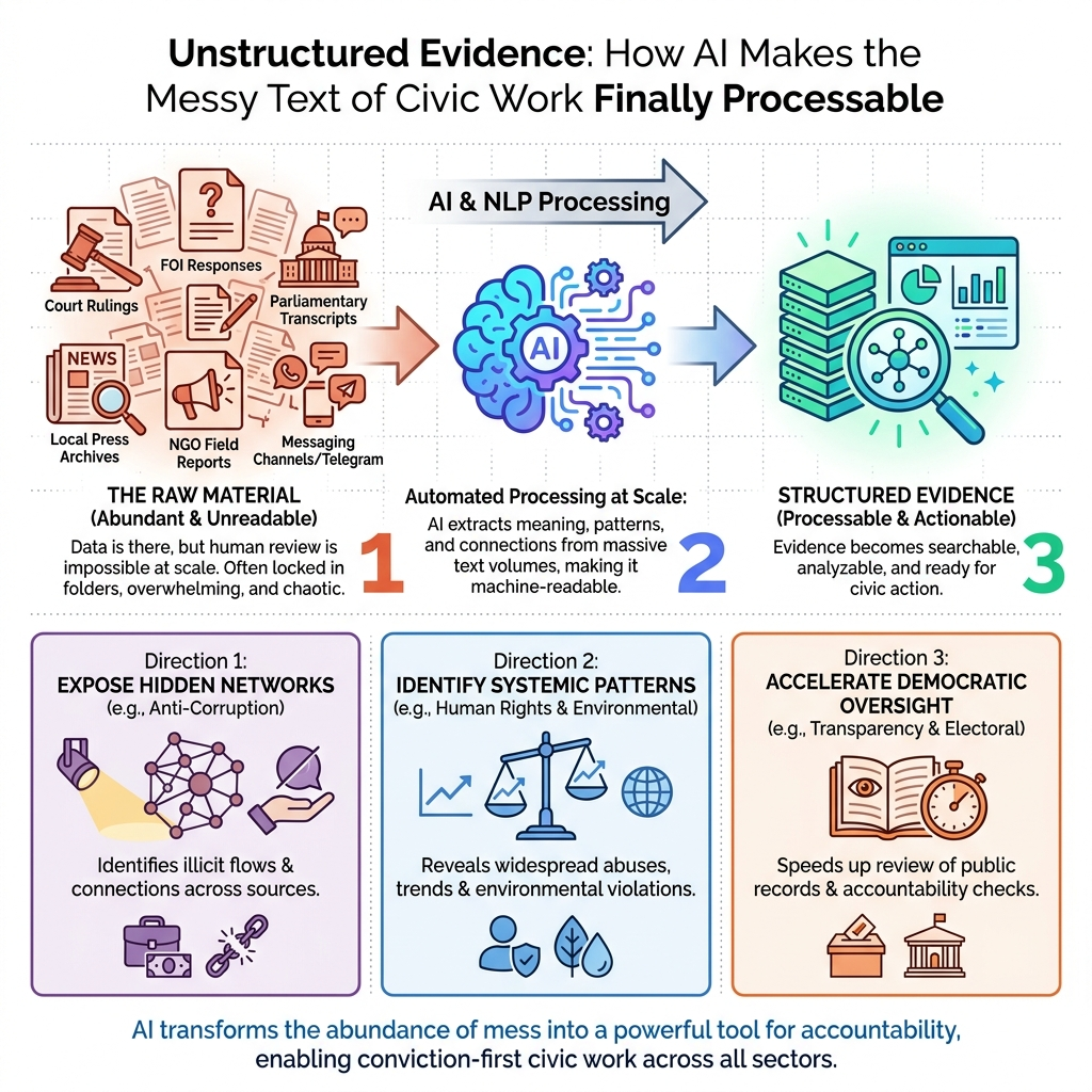 How AI Processes Unstructured Evidence for Civic Accountability